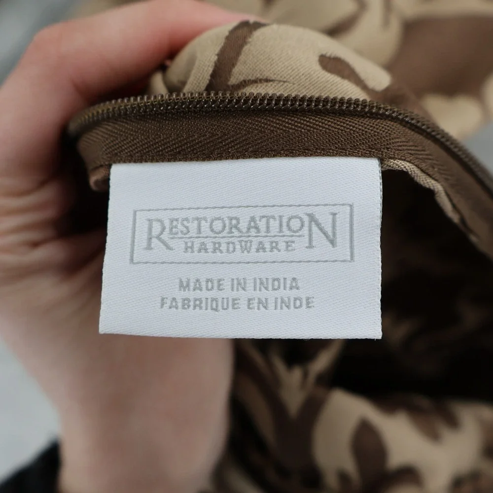 Restoration‎ Hardware Damask Pillow Covers 2 Silk Cotton 18.5x18.5 Damask Brown